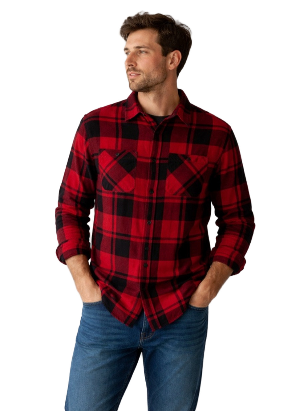 Urban Pipeline ultimate flannel Red and Black Plaid Men's Shirt